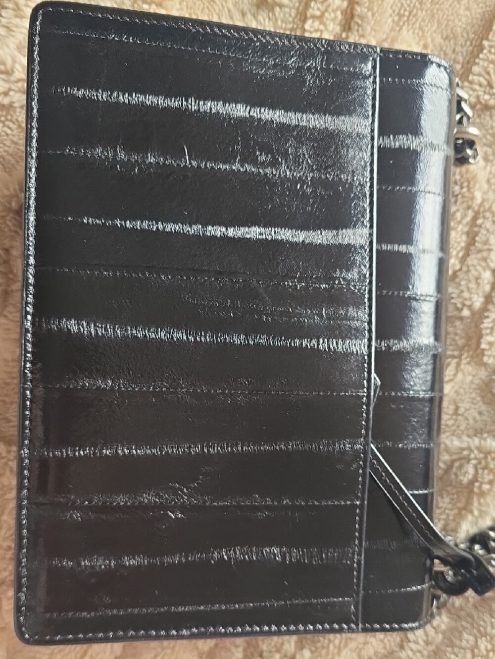 Saint Laurent Black Quilted Calfskin Chain Shoulder Bag with Silver YSL Logo - Picture 3 of 6